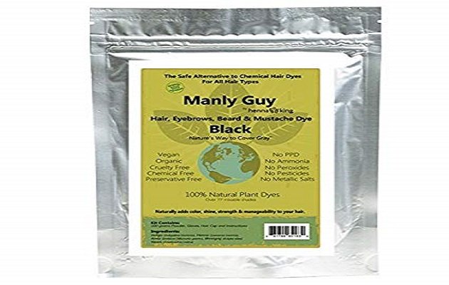 Manly Guy BLACK Hair, Beard & Mustache Color: 100% Natural & Chemical Free